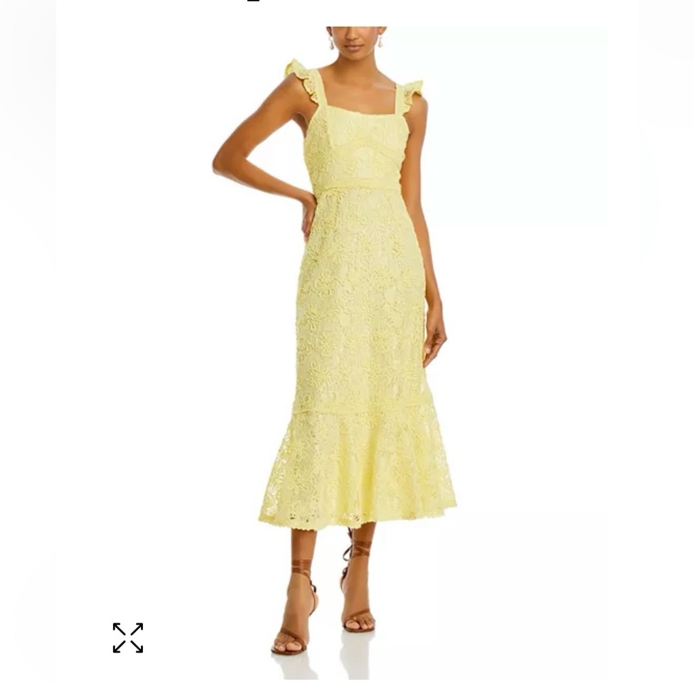 Yellow Lace Midi Dress